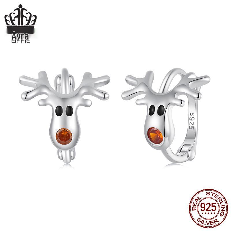Everly Christmas Reindeer Ear Cuffs: s925 Sterling Silver Cute Earrings for Women
