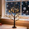 22" Berry Blossom Twinkling Tree with Lights 24 LED Lighted Branches Artificial Christmas Tabletop Bonsai Lamp for Living Room Bedroom Home Decor