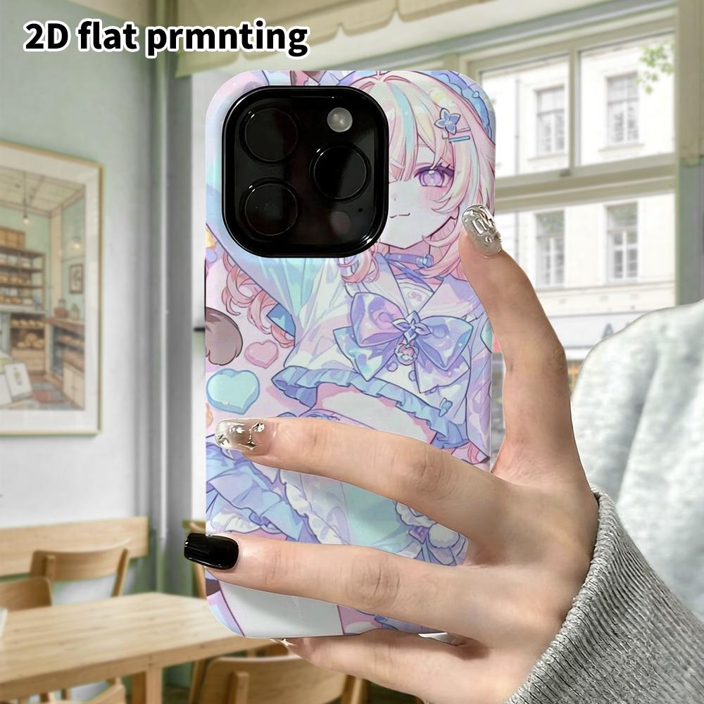 Phone Case: 2D Flat Design Suitable for iPhone 18 17 16 15 14 13 Pro Film Protective Case, Couple Style, Cat Ear Girl, Christmas and Halloween Gift
