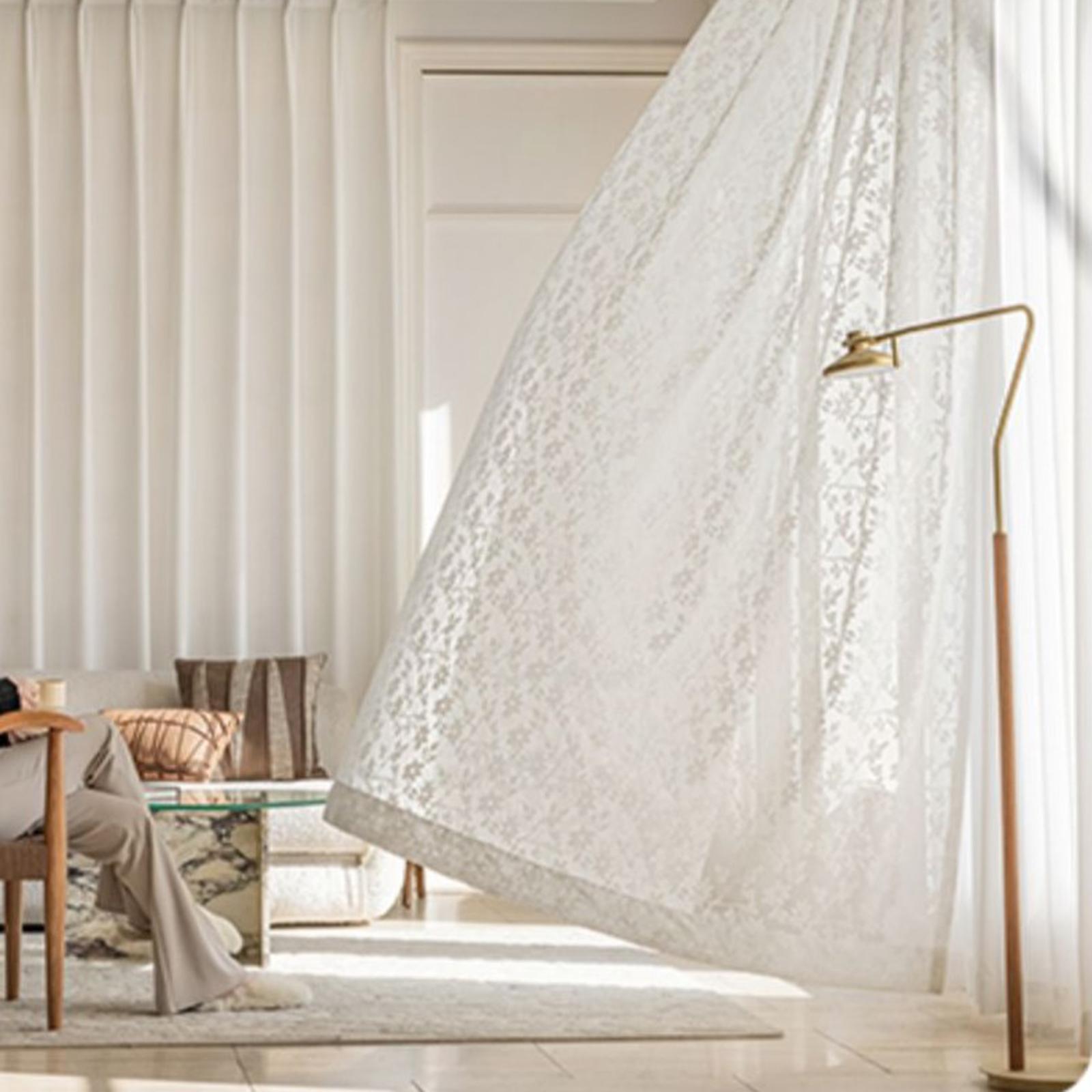 

2 шт. прозрачных занавесок жаккардовые 3D цветочные цветочные узоры оконные карнизы вуаль шторы для гостиной спальни домашний декор 132x160cm