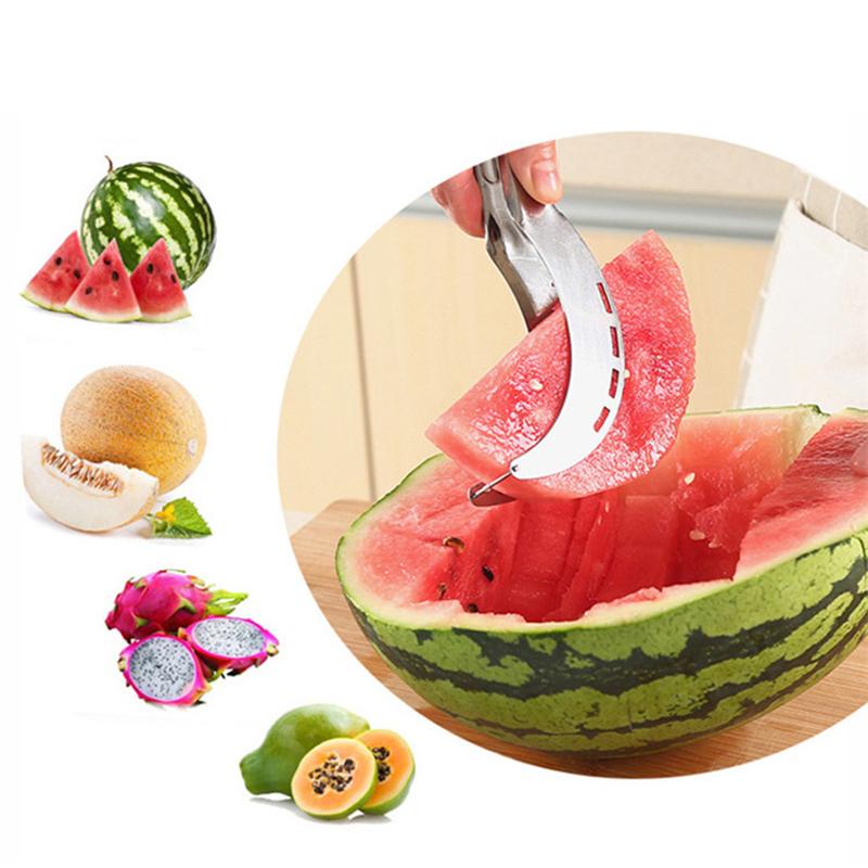 New Stainless Steel Cut Watermelon Cantaloupe Fruit Tools Kitchen Accessories Gadgets Watermelon Spoons Cutter Knife