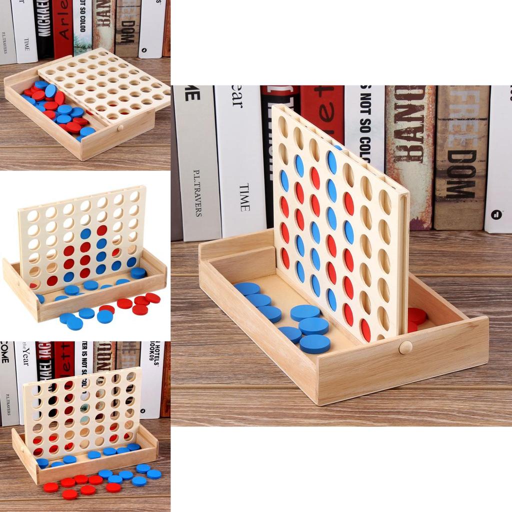 Wooden 4 Chess Connected Line Game Board Children Puzzle Toy For Brain Development