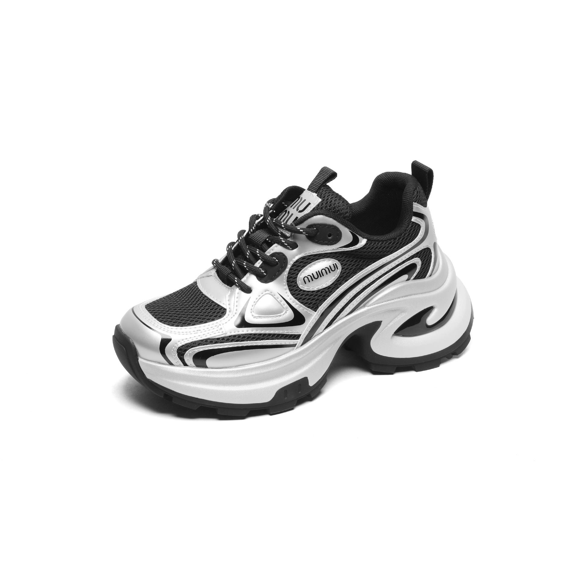 

Толстоподошвенные увеличивающие рост кроссовки для папы женские весенние новая расцветка кожаные удобные и дышащие повседневные спортивные кроссовки для бега 40 чёрный