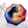 1 PC Automatic Folding Umbrella - Cosmic Cat Pattern, Portable & Foldable Design with 8 Ribs, Christmas Birthday Gifts