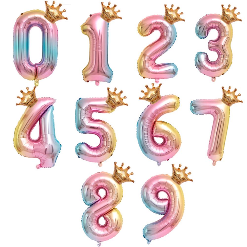 Buy 32inch Digital Balloon Number Foil Balloons Crown Digit Air Ballon ...