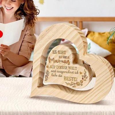 Ornement en Bois Amour Figurine Cadeaux Couple Statuette Artisanat Sculpture Statue en Bois pour Maison Intérieure