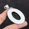 Silber glänzender Obsidian-Anhänger, echter Edelstein-Schmuck, 925er Sterlingsilber-Anhänger, handgefertigter Vintage-Anhänger, Geschenk für Frau, Boho-Stil-Schmuck