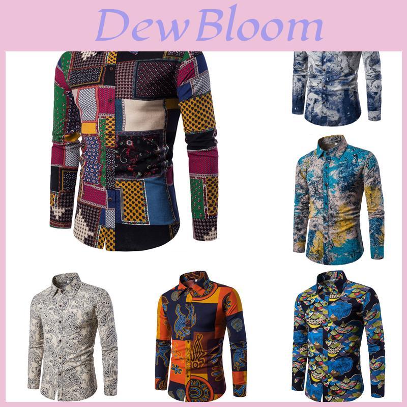 Camicia Casual Estiva alla Moda da Uomo con Vivace Design Floreale e Comodo Tessuto Misto Cotone