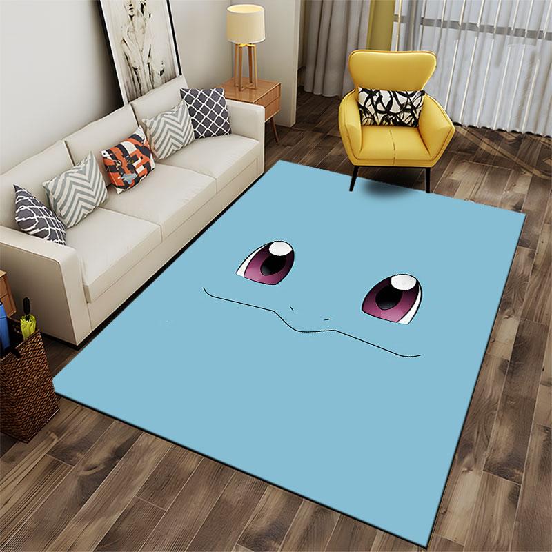 Cute Cartoon Face Blue Carpet suitable as a non-slip mat for the living room or bedroom sofa