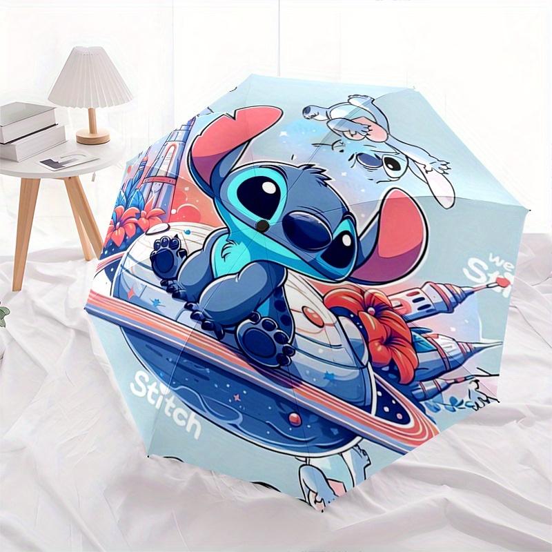 Stitch,Love Fully automatic themed umbrella   8 ribs durable iron frame, tri fold compact design, perfect as a gift, travel umbrella, unisex