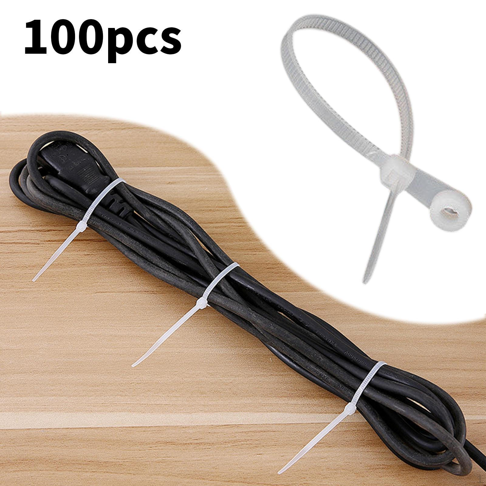 

100 Pieces Nylon Cable Ties ,Fixed Head ,with Screw Mounting Hole, Fastener, Self Locking 3.6x150mm White