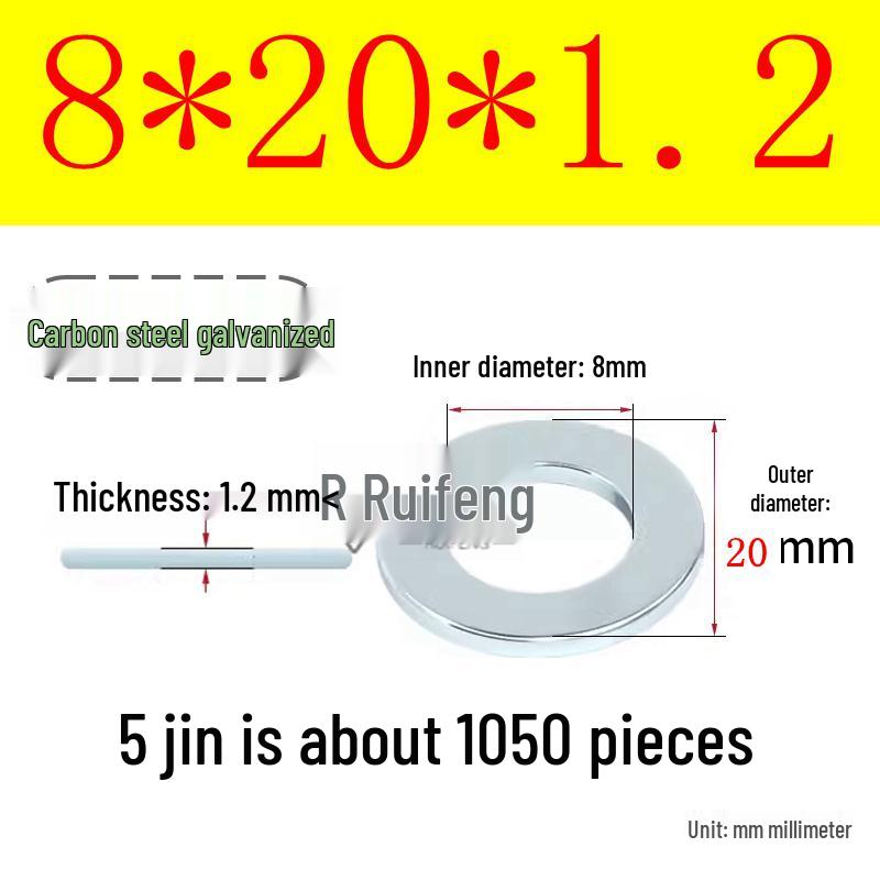 Galvanized Iron Flat and Square Washer Set - Thick, Enlarged, Extra Large, and Special Shapes