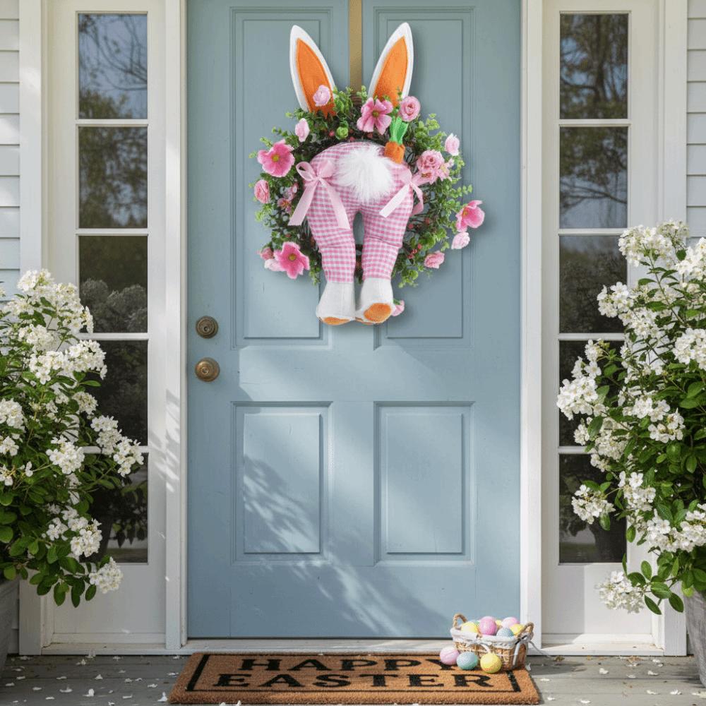Realistic Design Easter Bunny Wreath Fresh Decoration Reusable Wreath  Space Settings