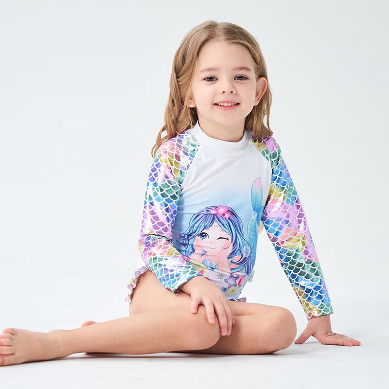 Girl's Long-Sleeve Mermaid Princess One-Piece Swimsuit