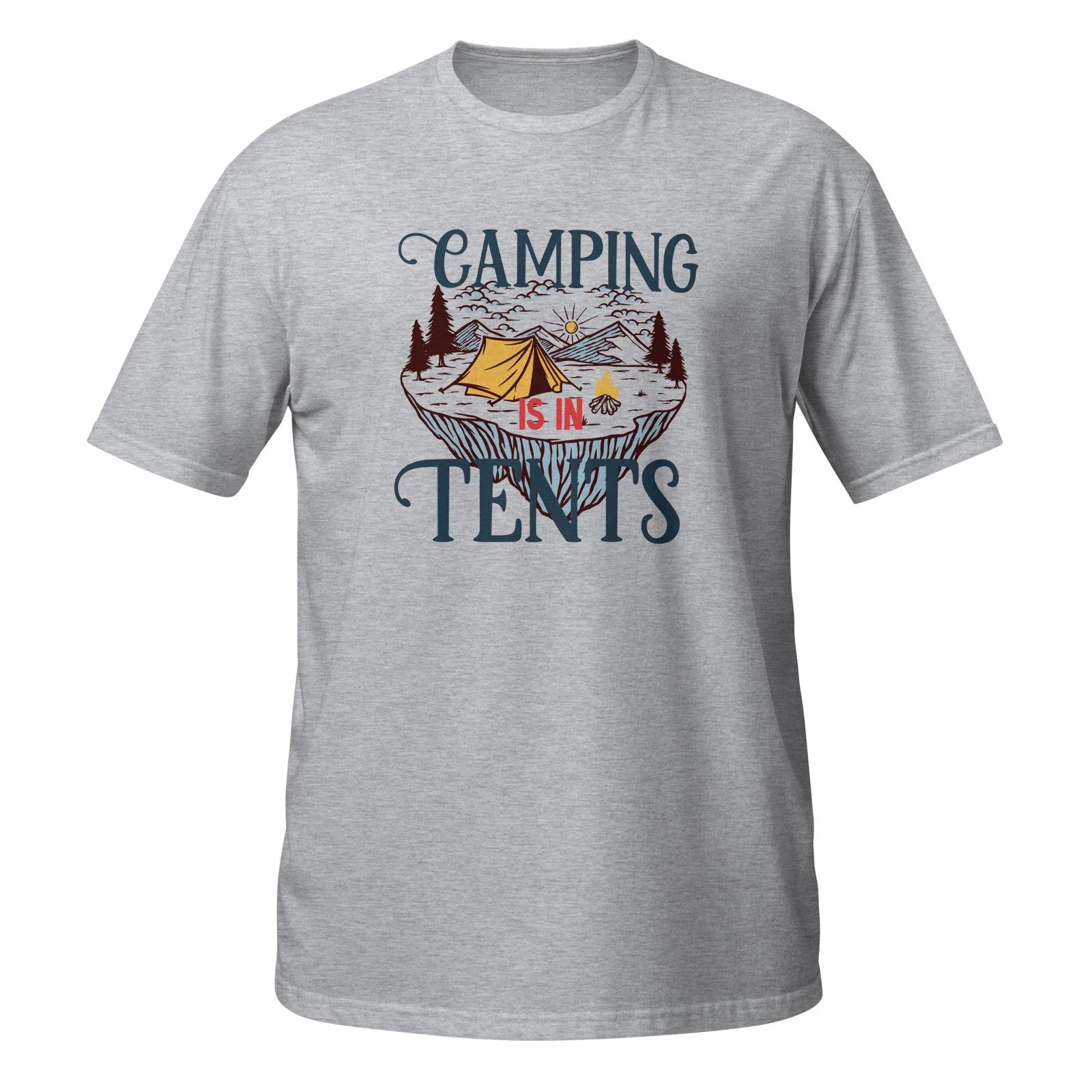Camping Unisex T-Shirt, Hiking Tent Nature Travel Outdoors Adventure Backpacking S