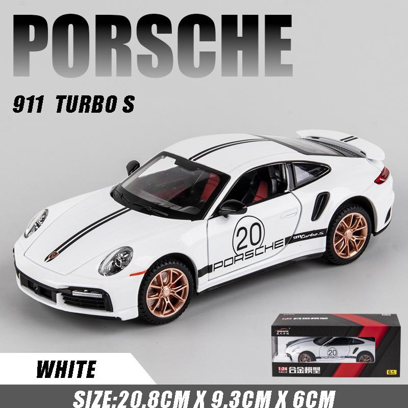 1:24 Scale 911 Turbos Metal Sports Car Alloy Model Car Diecast & Toy Car Simulation Sound and Light Collection Children's Gift