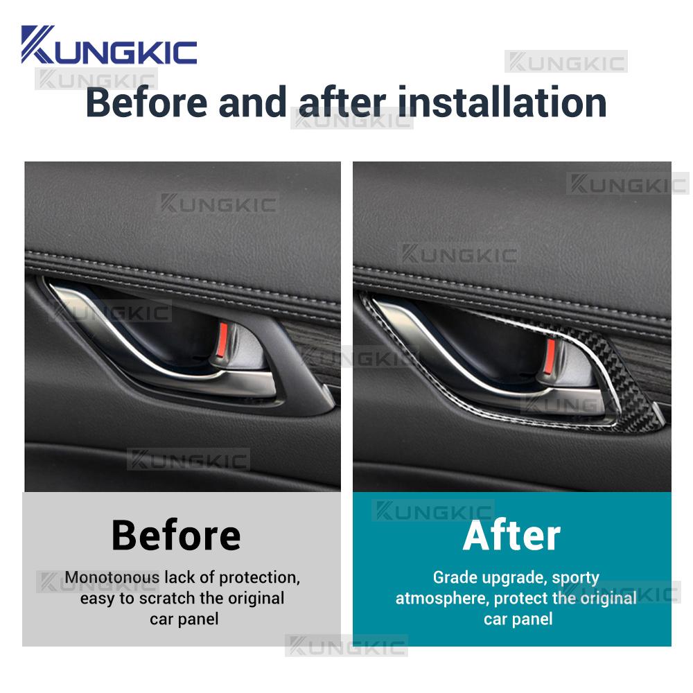 For Mazda CX-5 CX5 KF 2017-2019 2020 2021 2022 2023 2024 Real Soft Carbon Fiber Sticker LHD RHD Car Door Inner Handle Frame Trim
