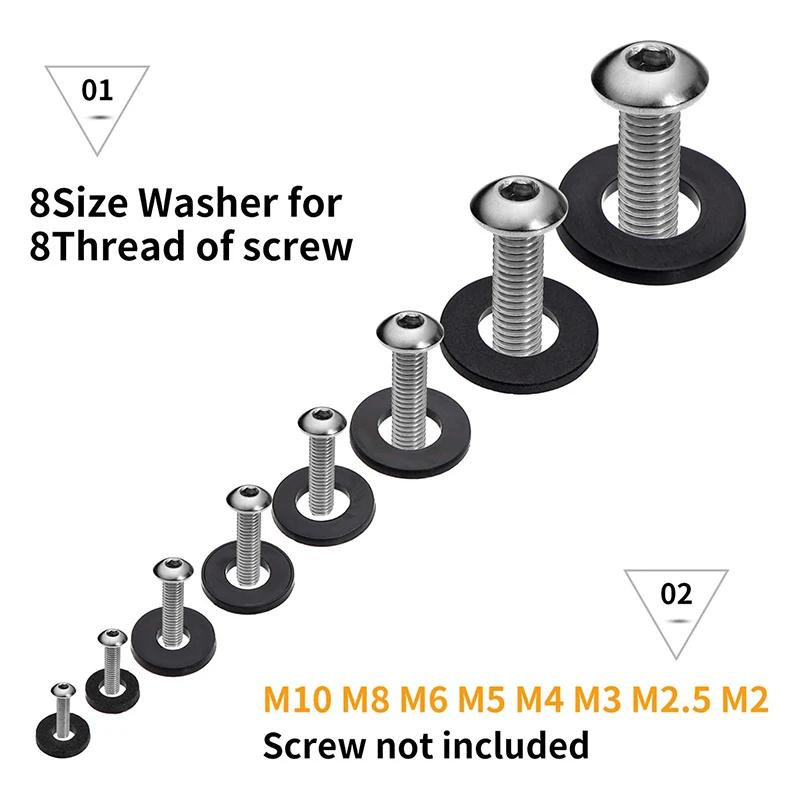 500pcs Nylon Washer Flat Assortment Set with 8-size Safety Plates M2 M2.5 M3 M4 M5 M6 M8 M10 Nylon Sealing Washers