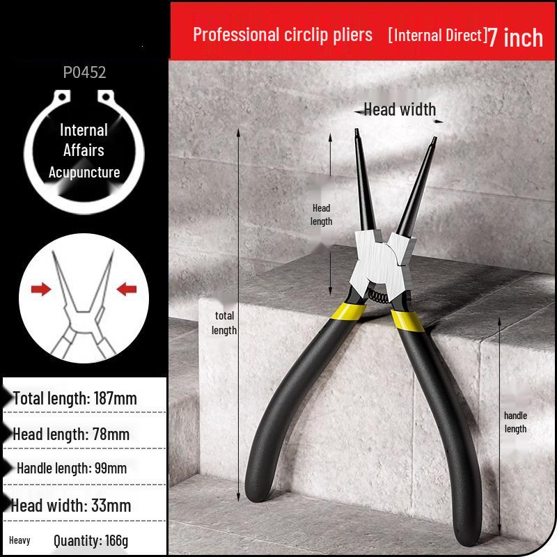 Industrial-Grade Circlip Pliers Set: 5-9 Inch, Inner/Outer, Pointed/Bent Nose for Auto Repair