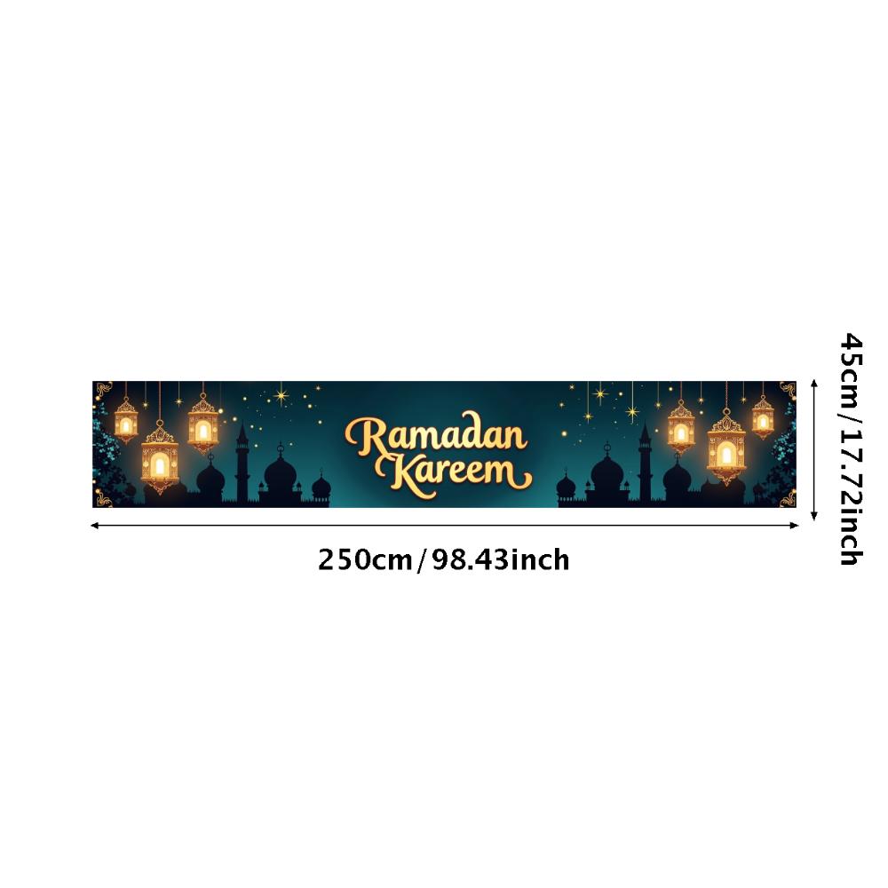 Ramadan Kareem Banner Mosque Lanterns Festive Welcome Backdrop Ramadan Mubarak Party Home Decor Photography Props Background