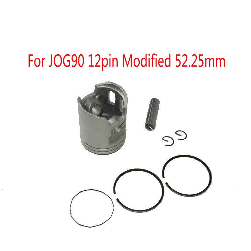 Motorcycle JOG90 Modified Piston Set Rings 52mm 0.25/0.5/0.75mm (12mm Pin) For Yamaha 90cc 2 Stroke Scooter Monarelli JOG90 4DM