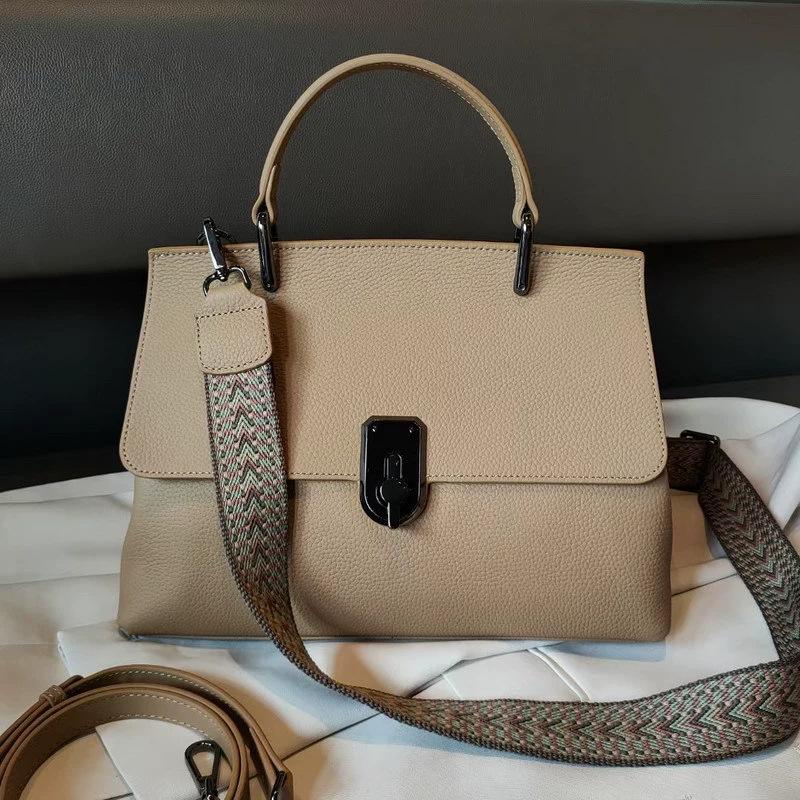 

Genuine leather bag, women s bag, top layer, cowhide flap, contrasting color crossbody bag, handbag, elegant goddess, single-shoulder bag 31.5x22.5x13CM хакі
