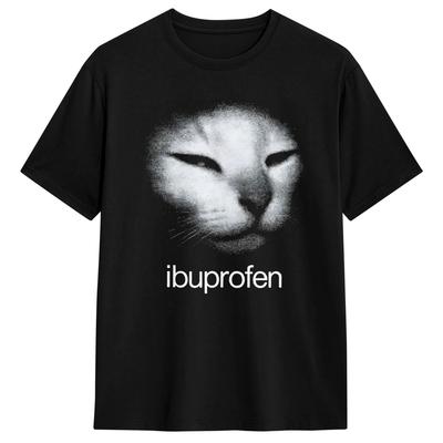 Cat Meme Ibuprofen T Shirt Summer Pure Cotton TShirts For Unisex Hip Hop Casual Tshirt ShortSleeve Vintage Clothes