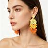Bohemian Daisy Stud Earrings: Handmade Raffia Sunflower Style