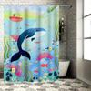Animal Kingdom Bath Shower Curtain Set Blue Whale Fish Ocean Life Decor for Bathroom 72 Long Polyester Fabric with Plastic Hooks