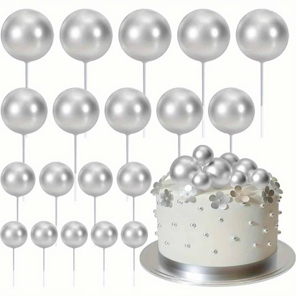 20/30Pcs Cake Balls Decoration Gilded Black Happy Birthday Foam Ball Cake Stickers Party Mother's Day Decor DIY Wedding Decor