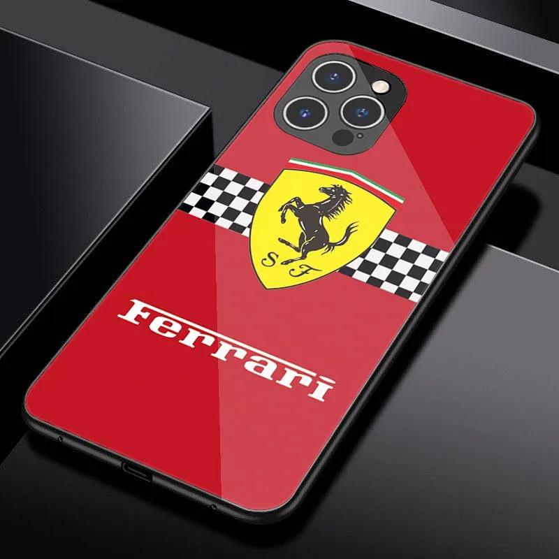Závodní tvrzené sklo pro telefon pro Ferrari 458 488 599 612 FF F12 Pro iPhone 11 12 13 14 15 16 17Pro X XR XS Max Mini 7 8 Plus