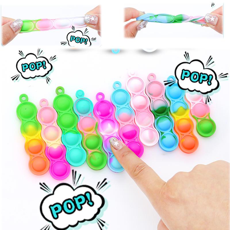 10/30/50Pcs Mini Keychain Pop Push Bubbles Fidget Toys Stress Relief Sensory Toys Children Classroom Prizes Gifts New