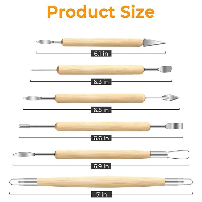 6pcs Clay Tools Kit Pottery Tools & Sculpting Tool Polymer Modeling Clay Cutters Sculpture Set For Carving Ceramics Molding DIY