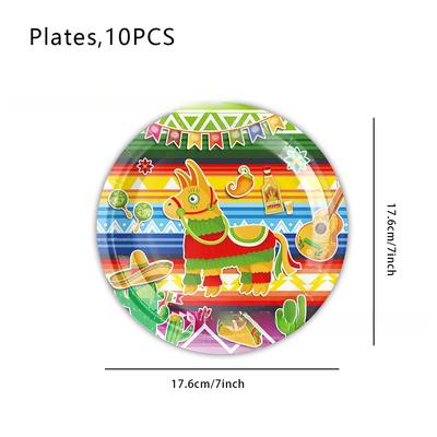 10 PCS Mexican Carnival Themed Party Utensils Tablecloths Decorative Items Birthday Decoration  Party Supplies Cake Stand