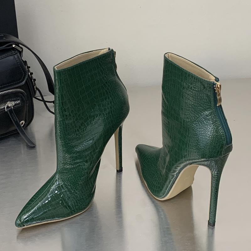 Pesstwei Spring Pointed Toe Woman Ankle Boots Shoes Sexy Thin High Heels Zipper Shoes Size 35-42