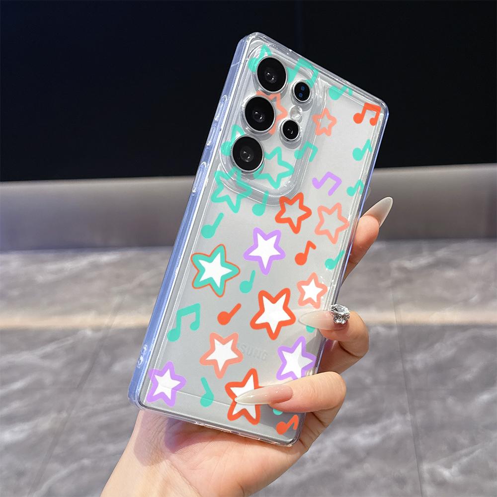 Colorful Music Notes and Stars Case for Samsung Galaxy S26 S25 S24 S23 S22 S21 S20 FE Plus Soft TPU Slim Fit Shockproof Cover