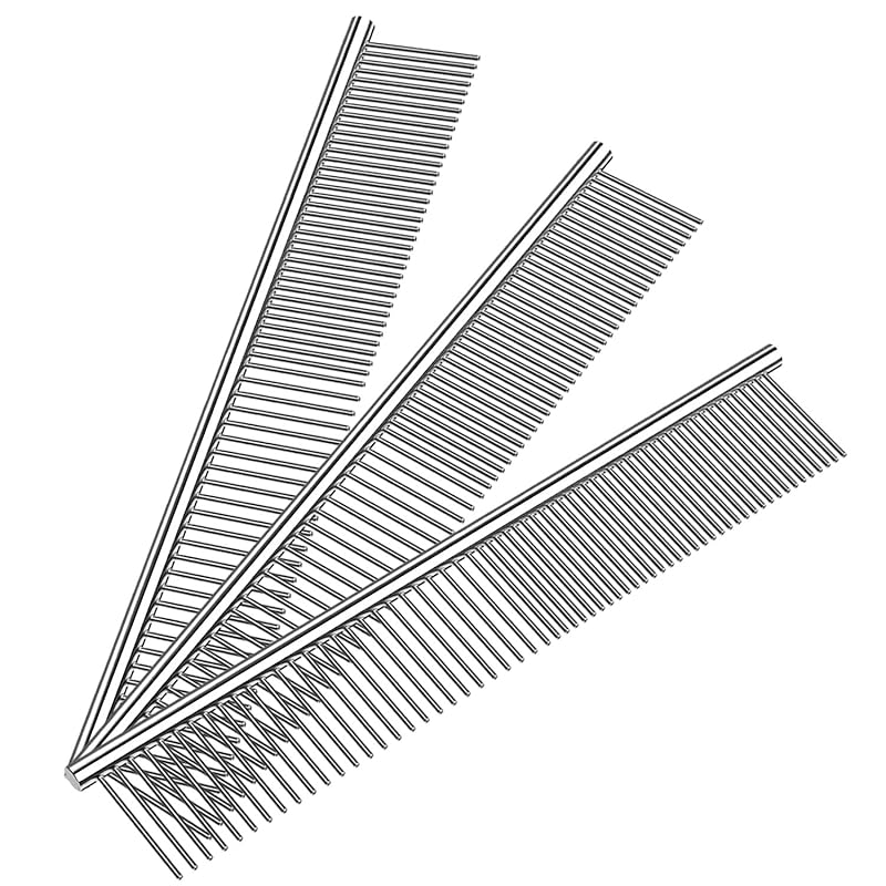 Kopal Stainless Steel Comb Set for Dogs and Cats, Pet Metal Brusher, Silver, Pack of 3 серебряный