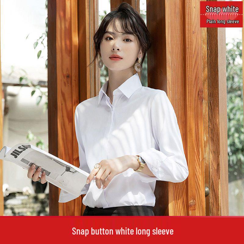 Damska Formalna Bluzka do Pracy - Opcje Długi/Krótki Rękaw w Kolorach Białym, Czarnym, Niebieskim na Wiosnę i Jesień