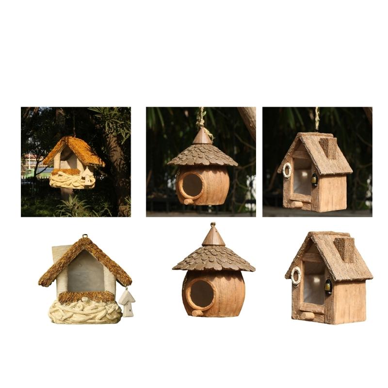 Bird Hut Nest Hanging House for Small Medium Bird Wild BirdhouseS Toy Nest Perches for Courtyards