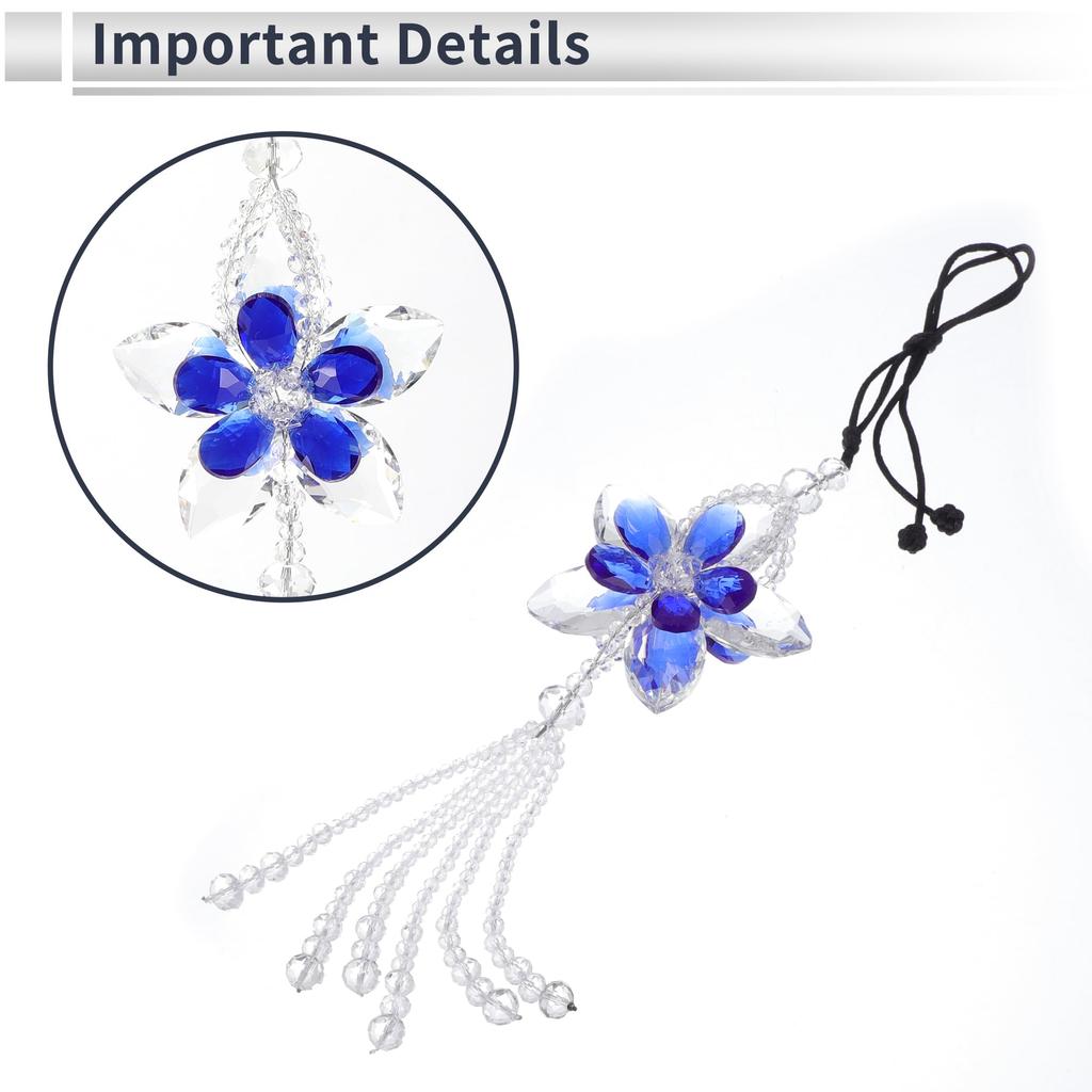 Partuto 1pcs Artificial Crystal Flower Car Rear View Mirror Pendant Accessories Car Hanging Ornament Blue