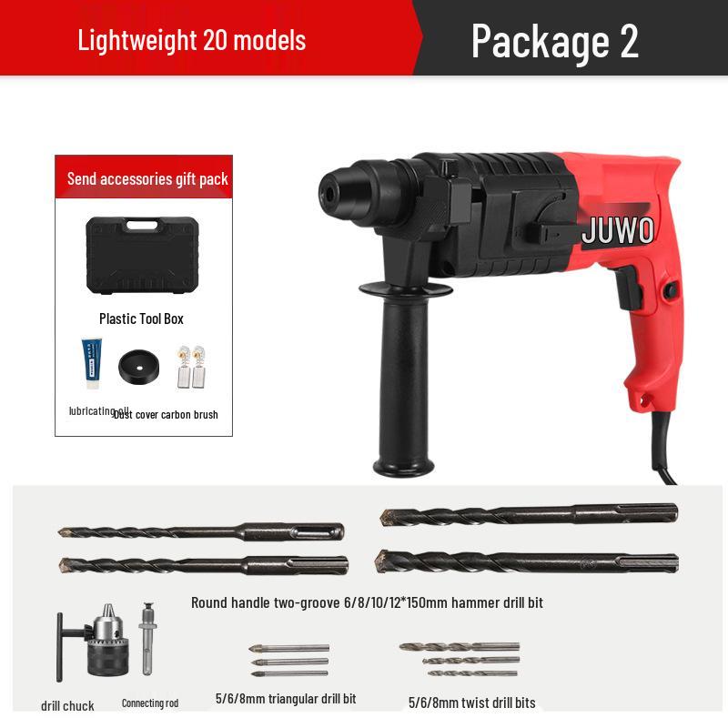 Dual-Use Electric Hammer & Pickaxe: Multi-Function High-Power Impact & Electric Drill for Concrete and Household Use.