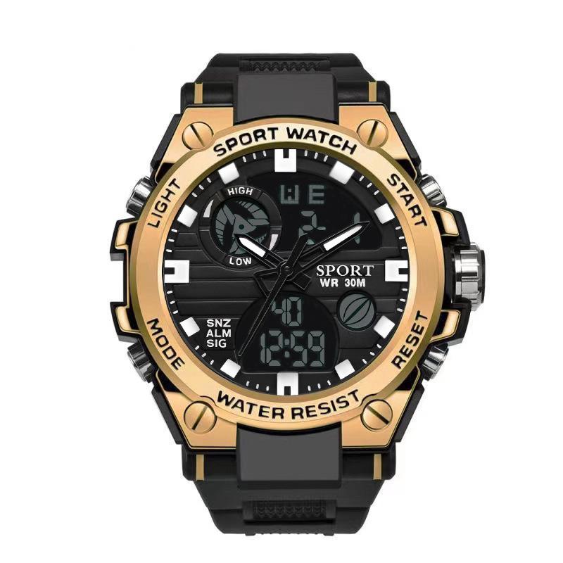 Men's Korean Style Multifunctional Outdoor Sports Luminous Dual Display Electronic Watch