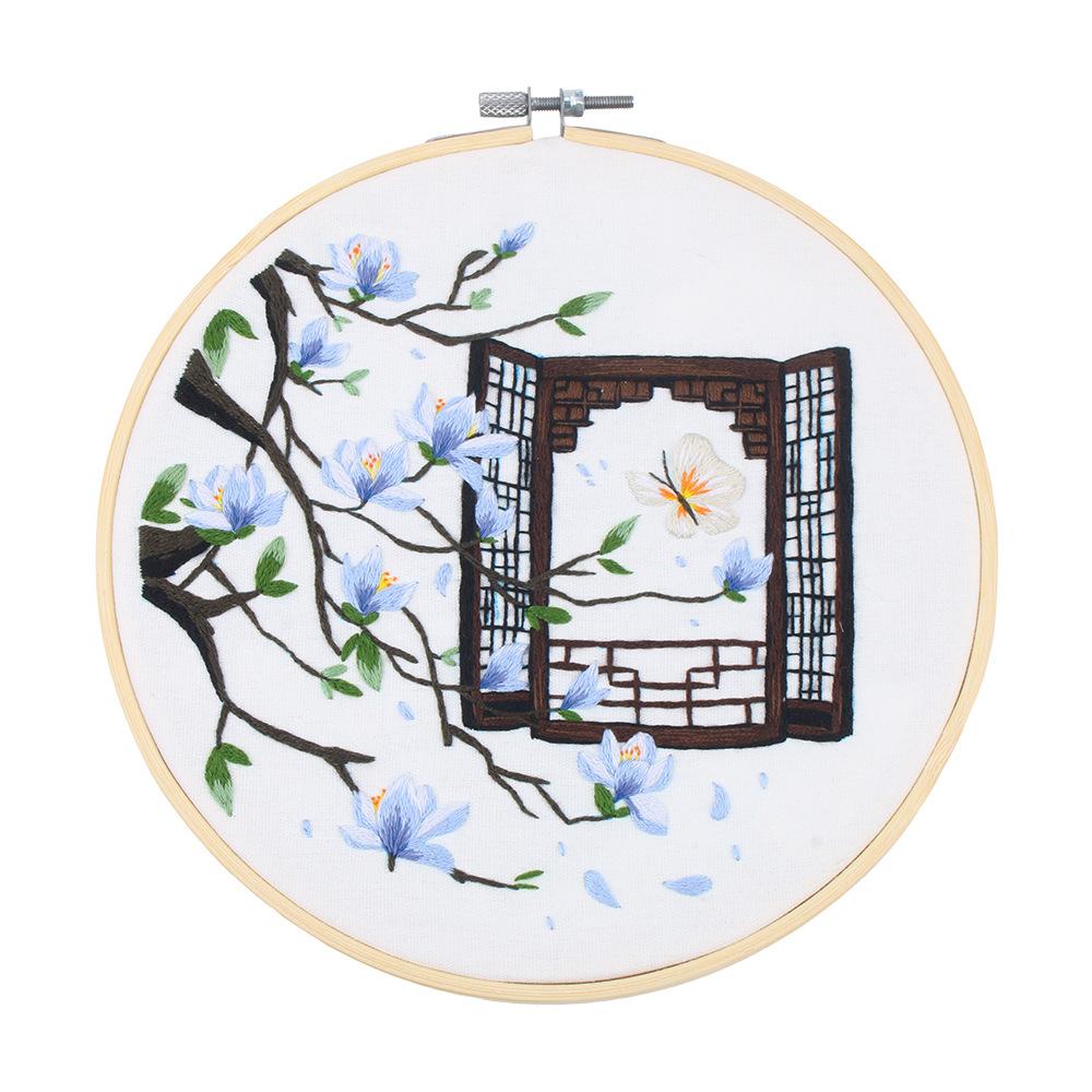 Pacote de Material para Bordado Artesanal DIY, Flores e Plantas, Amor de Outono e Cores de Outono, Estilo Chinês