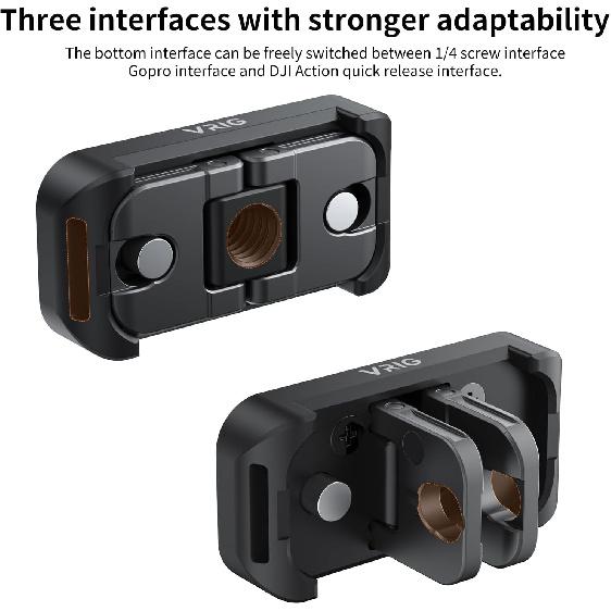 VRIG Quick Release Mount for Insta 360 X4 (New Version),Snap-On Magnetic 2 Prong Mount and 1/4" Screw Compatible with Tripod Fixed Action Camera