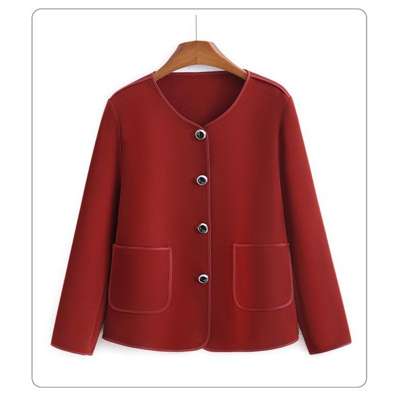 

Женский модный кардиган тренч с круглым вырезом однотонный простая короткая куртка топ XL красный