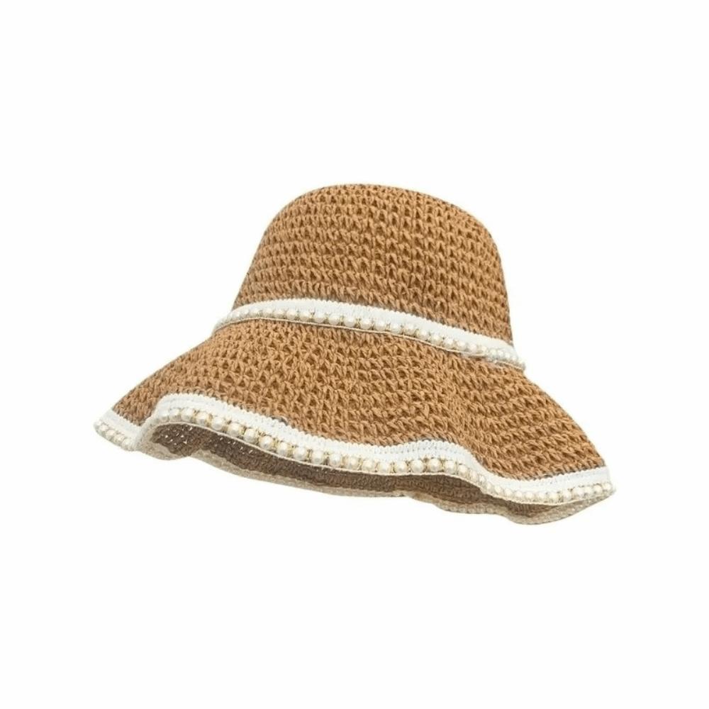 Breathable Straw Fisherman Hat Foldable Hollow Beach Cap Fashion Bucket Hat  for Spring Summer
