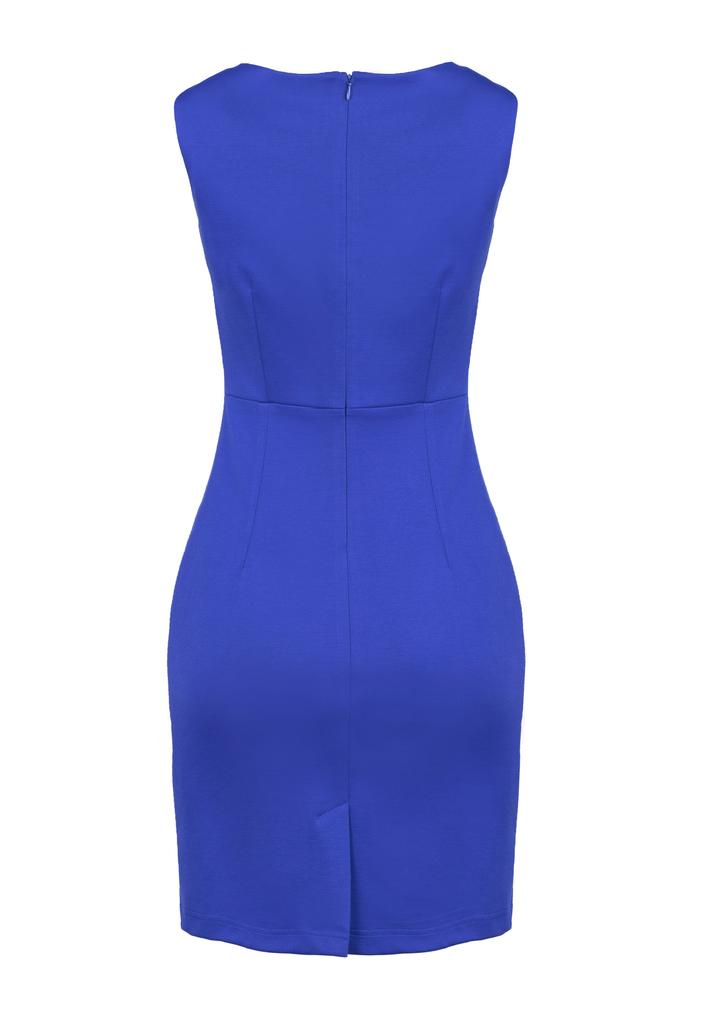 Classic midi dress - elegant fitted dress - cobalt dress M079 size