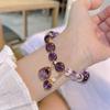 Crystal Amethysts Bracelet Beads for Women Chic Butterfly Tassel Pendant Jewelry Accessories