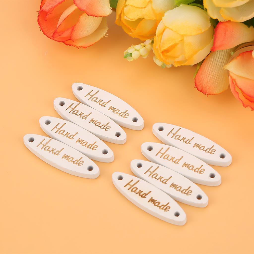 100 STÜCKE Oval Holz Handgemacht 2-Loch Knöpfe Etikett Anhänger Nähen DIY Scrapbooking Basteln
