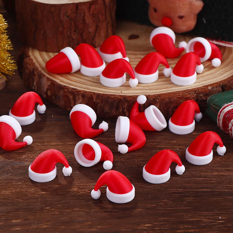 10/20Pcs 3D Printed Christmas Santa Hat Wine Bottle Ornaments Home Xmas Decorations Alcohol Bottle Mouth Decorative Caps Gift